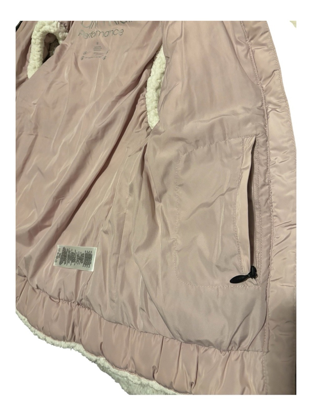Calvin Klein Quilted Sherpa-Trim Vest in Mauve with Black Zipper - Picture 5 of 10